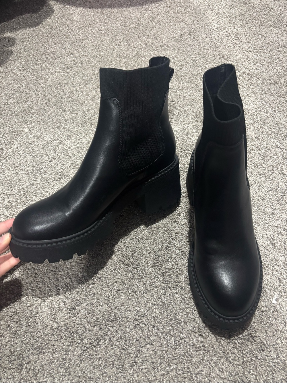 Madden girl Black Chunky Chelsea Booties - Women's Chelsea Platform Ankle Boots